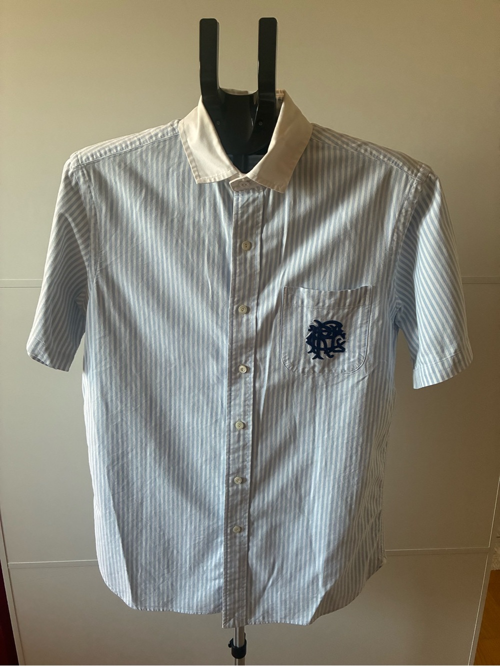 Ralph Lauren Light Blue and White Stripe Button-Down Shirt with Contrast Collar - Picture 5 of 5